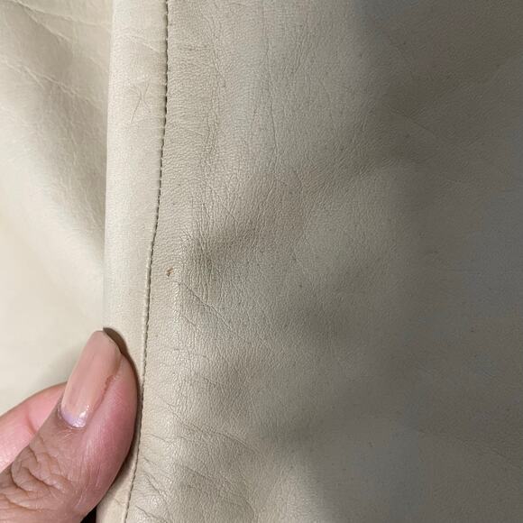 Banana Republic Leather Pants Womens Size 12 Cream Beige Preppy Pull On Rodeo - Picture 6 of 10